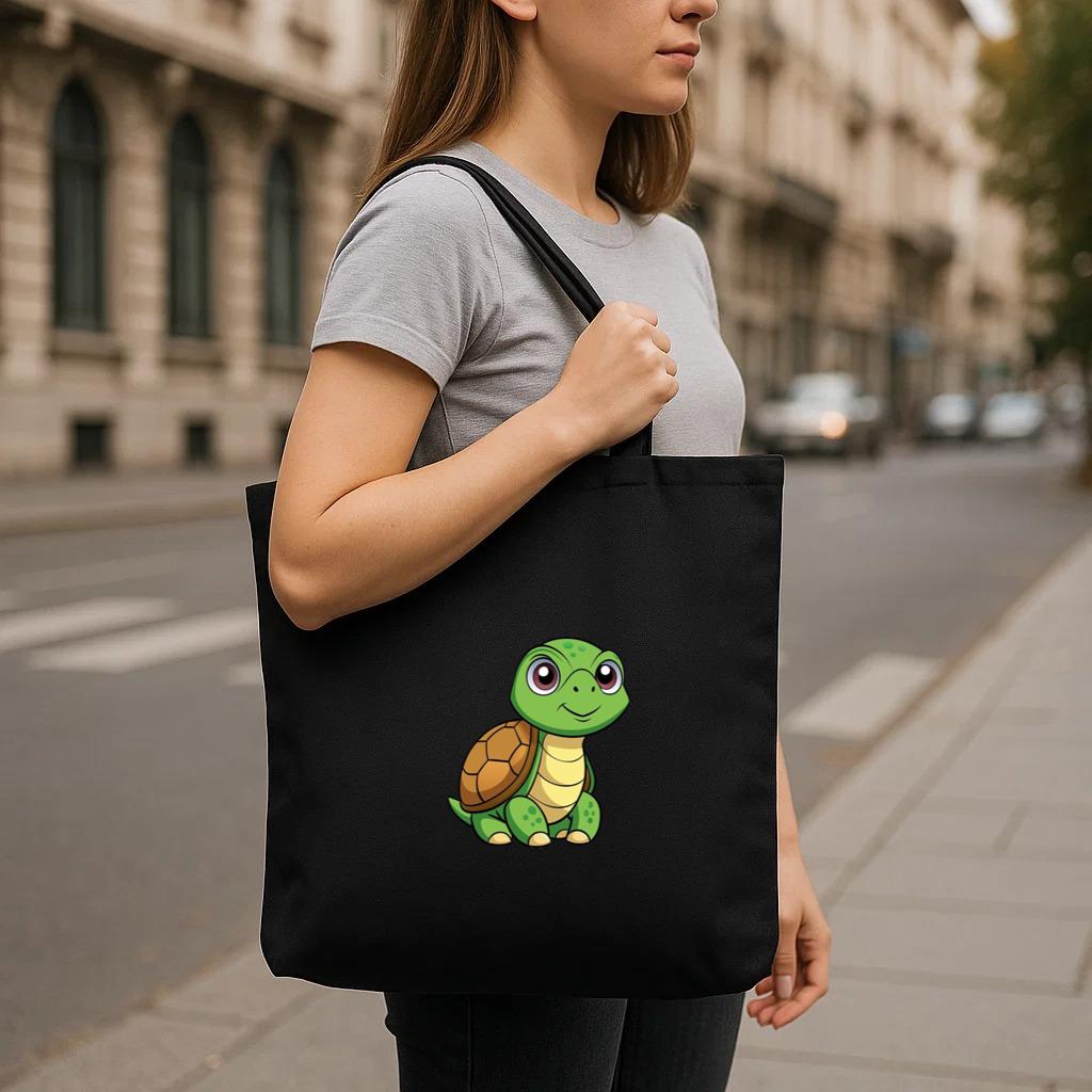 The Turtle Smile Trendy Canvas Tote Bag